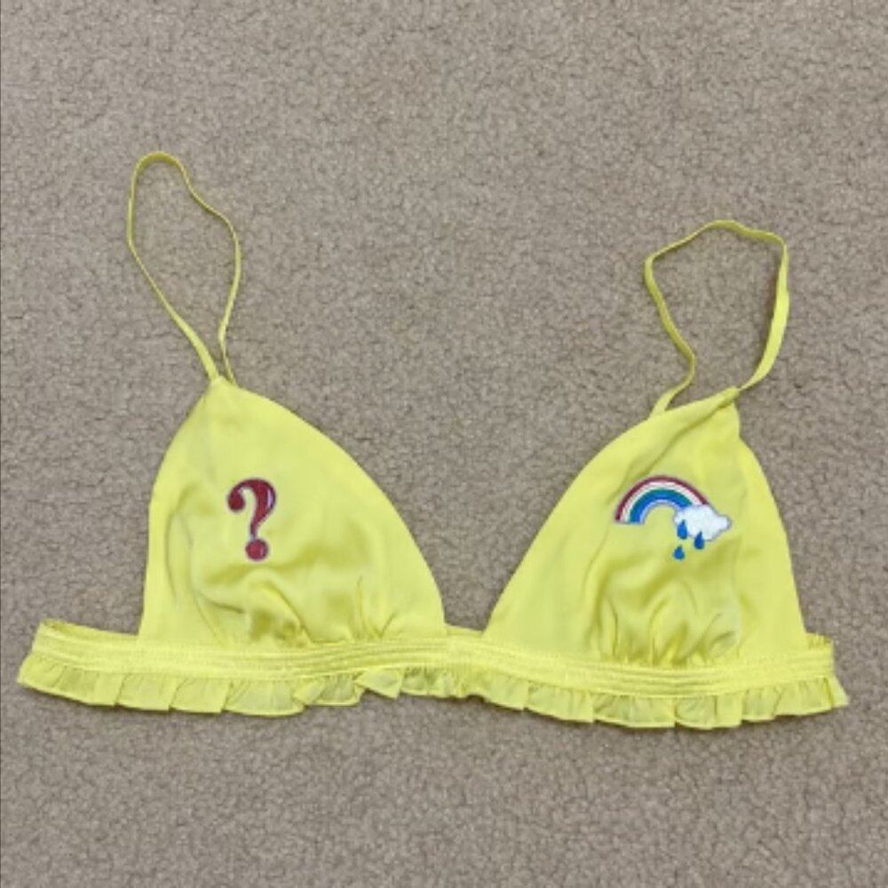 NWOT WILDFOX Ruffled Triangle Bralette Bra Women's Size L